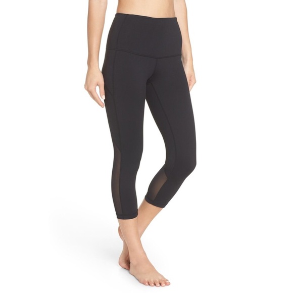 🌑🆕 Zella ღ High Waist Crop Mesh Leggings ღ Black - Picture 2 of 6